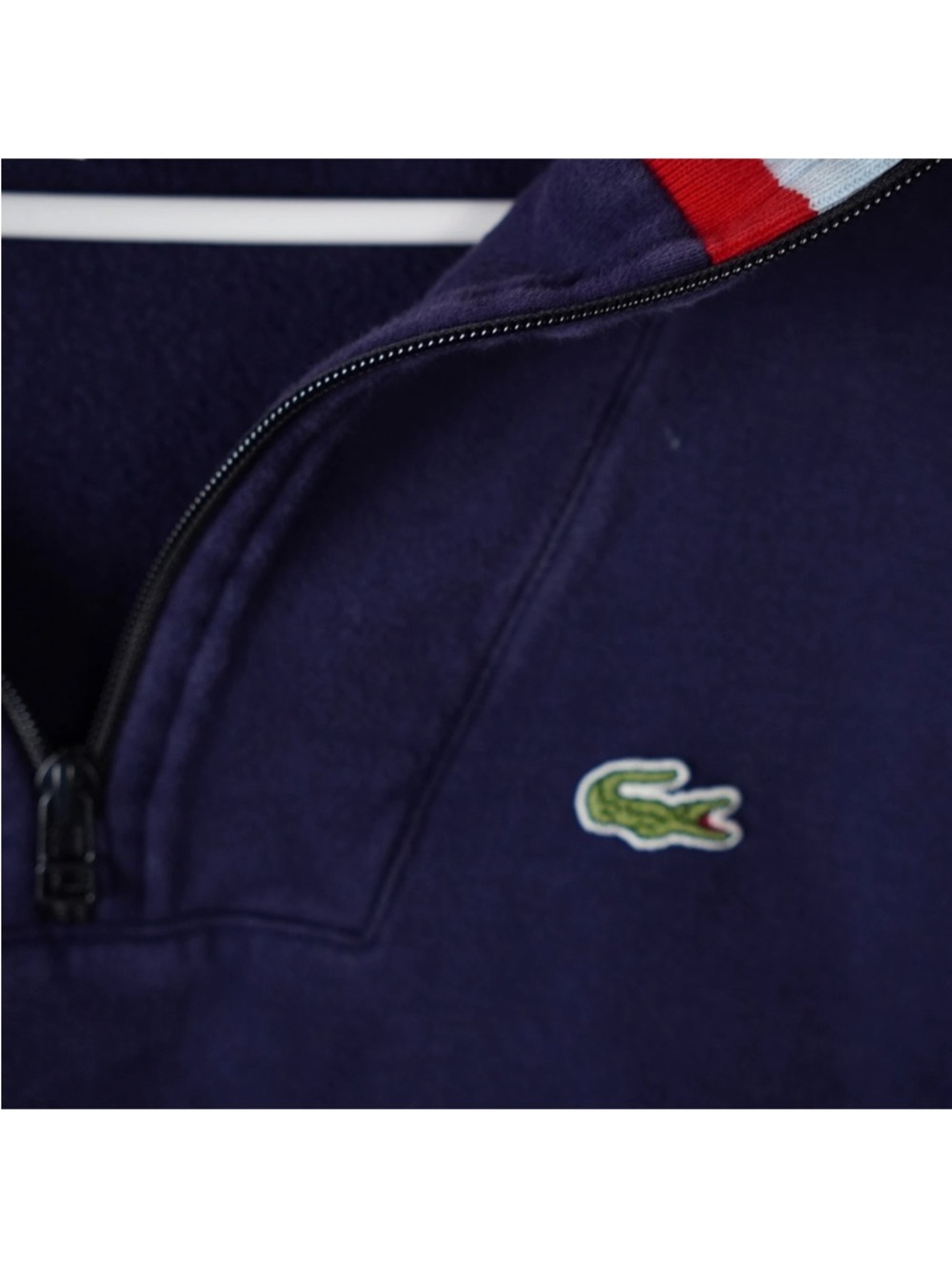 Lacoste Sport Mens Sweater Size 8 Blue 1/4 Zip Knit Preppy Pullover - Picture 5 of 13